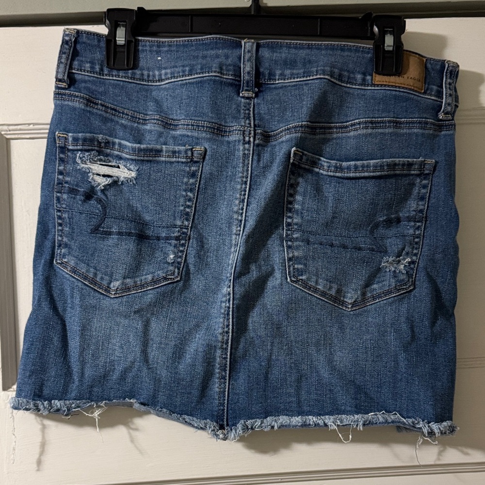 American Eagle Outfitters Ripped Blue Denim Mini Skirt - Picture 5 of 8